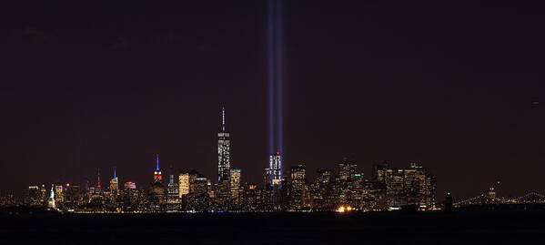 Photo Of Tribute In Light Of Manhattan On September 11 Art Print featuring the photograph 9.11.2014 #9112014 by Kenneth Cole