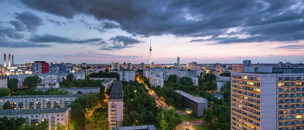 Tranquility Art Print featuring the photograph Berlin Skyline Panorama With Fernsehturm by Spreephoto.de