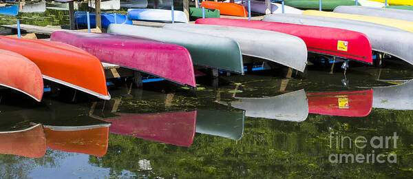 Canoes Art Print featuring the photograph Canoes - Lake Wingra - Madison by Steven Ralser