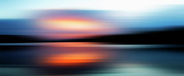 Abstract Art Print featuring the photograph Defocused View Of Sunset Over Lake by Ikon Ikon Images