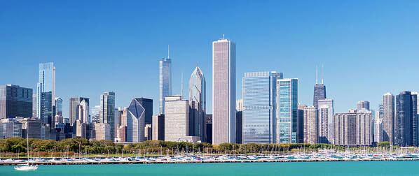 Lake Michigan Art Print featuring the photograph Downtown Chicago City Skyline In by Deejpilot
