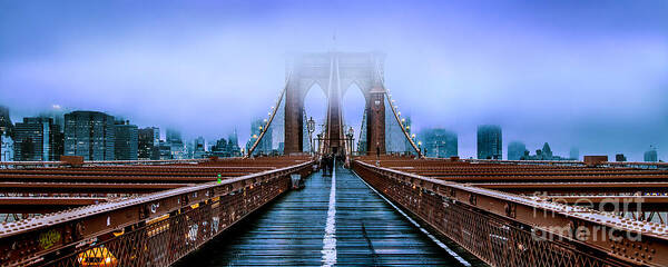 Brooklyn Bridge Art Print featuring the photograph Fog Over The Brooklyn by Az Jackson