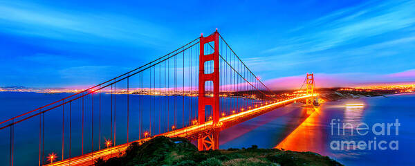 Golden Gate Bridge Art Print featuring the photograph Follow the Golden Trail by Az Jackson