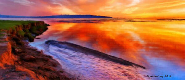 Sunset Art Print featuring the painting Inlet Sunset by Bruce Nutting