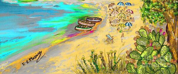 Oil Painting Art Print featuring the painting La spiaggia by Loredana Messina