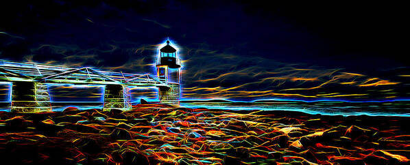Vacationland Art Print featuring the photograph Marshall Point Lighthouse Neon by David Smith
