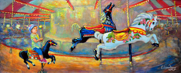 Merry Go Round Art Print featuring the painting Merrily by Eileen Fong