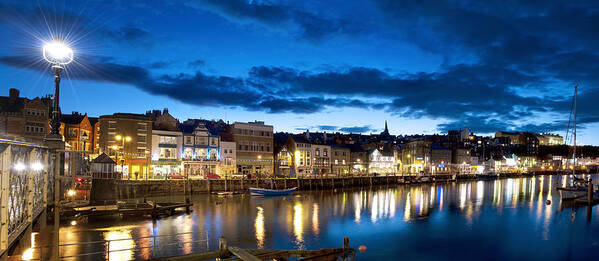 England Art Print featuring the photograph Night in Whitby by Gouzel -