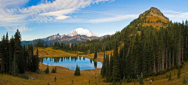 Tipsoo Lake Art Print featuring the photograph Panorama of Tipsoo Lake in Mount Rainier National Park by Michael Russell