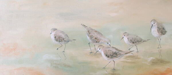 Sandpipers Art Print featuring the painting Pipers Five by Susan Richardson