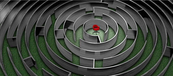 Photography Art Print featuring the photograph Red Chair In Middle Of Maze by Panoramic Images