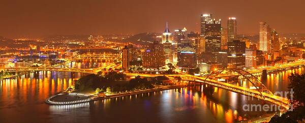 Pittsburgh Skyline Art Print featuring the photograph The Heart Of The Three Rivers by Adam Jewell