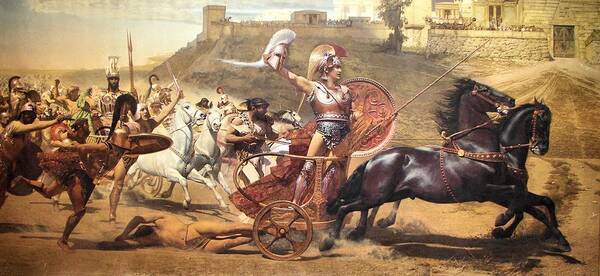 Iliad Art Print featuring the painting Triumphant Achilles by Franz von Matsch