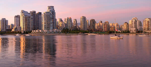 Vancouver Art Print featuring the photograph Vancouver BC Skyline along False Creek at Dusk by Jit Lim