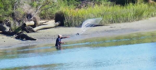 Cast Netting Art Print featuring the photograph Casting for Shrimp at Hunting Island by Patricia Greer