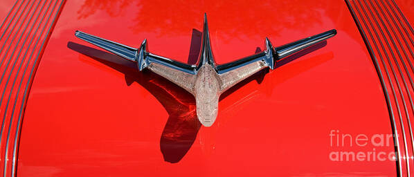 Car Art Print featuring the photograph Emblem on Red 2 by Vivian Christopher