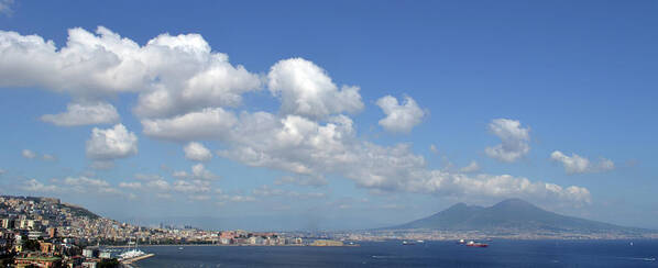 Panoramic Art Print featuring the photograph Mt Vesuvisus and the Bay of Naples. by Terence Davis