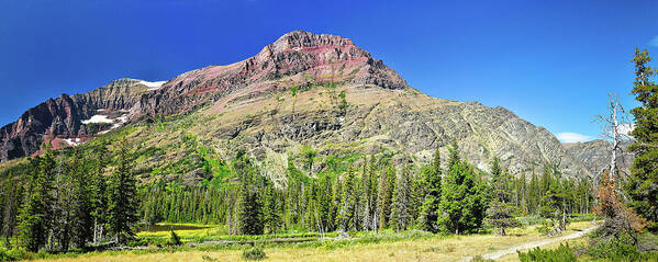 Glacier National Park Art Print featuring the photograph Rising Wolf Mountain by Greg Norrell