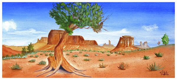 Southwest Art Print featuring the painting Somewhere in the Southwest by Richard Stedman