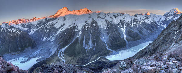 00439958 Art Print featuring the photograph Sunrise On Mount Sefton And Mount Cook by Colin Monteath