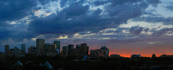 Sunset Art Print featuring the photograph Sunset Skyline Edmonton by David Kleinsasser