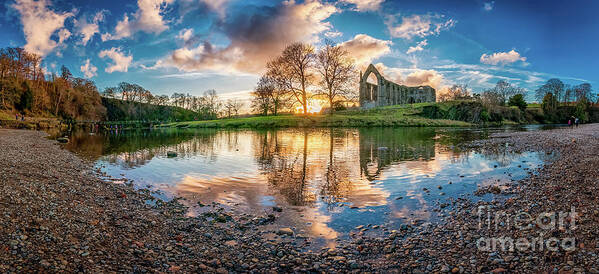 Bolton Abbey Art Print featuring the photograph Golden hour by the River Wharfe #1 by Mariusz Talarek