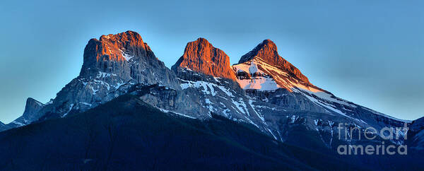 Three Sisters Art Print featuring the photograph 3 Sisters Sunset Glow by Adam Jewell