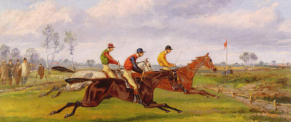 A Steeplechase Art Print featuring the painting A Steeplechase by Thomas Henry Alken