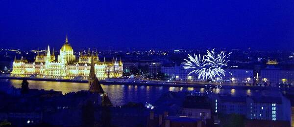 Budapest Art Print featuring the photograph Budapest Fireworks 5/16 by Phyllis Spoor