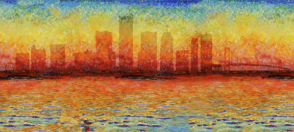 Detroit Skyline Art Print featuring the photograph Detroit Skyline 3 by Andrew Fare
