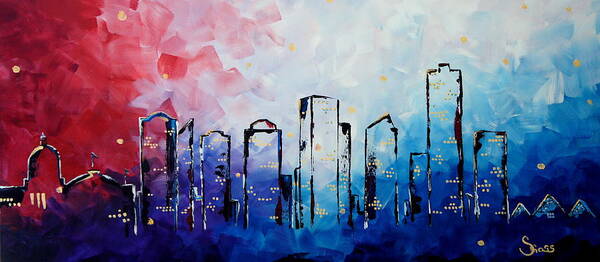 Edmonton City Skyline Art Print featuring the painting Edmonton City Skyline by Shiela Gosselin