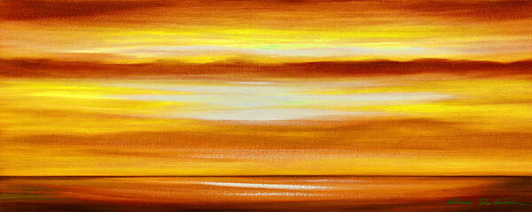 Art Art Print featuring the painting Golden Panoramic Abstract Sunset by Gina De Gorna