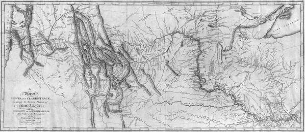 Lewis And Clark Hand-drawn Map Of The Unknown 1804 Art Print featuring the painting Lewis And Clark Hand-drawn Map Of The Unknown 1804 by Celestial Images