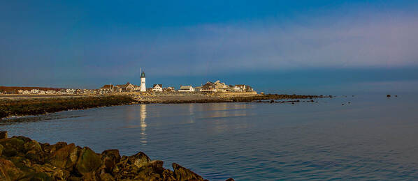 Lighthouse Art Print featuring the photograph Old Scituate Light from the Jetty by Brian MacLean