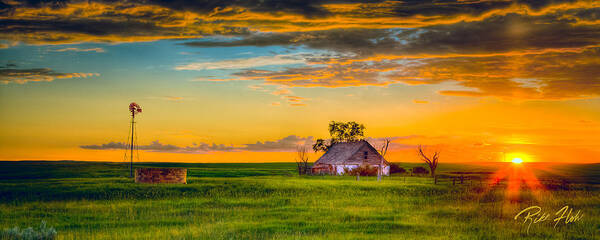 Natural Forms Art Print featuring the photograph Prairie Farm Sunset by Rikk Flohr