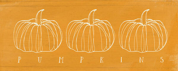 Pumpkins Art Print featuring the mixed media Pumpkins- Art by Linda Woods by Linda Woods