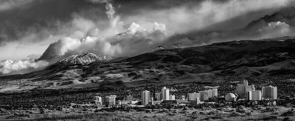 Reno Art Print featuring the photograph Reno Storm Black and White by Rick Mosher