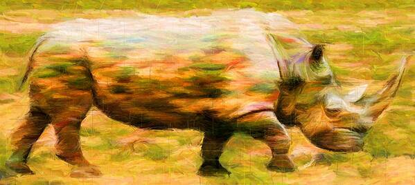 Rhinocerace Art Print featuring the digital art Rhinocerace by Caito Junqueira