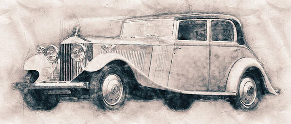Rolls-royce Phantom Art Print featuring the mixed media Rolls-Royce Phantom - Luxury Car - 1925 - Automotive Art - Car Posters by Studio Grafiikka