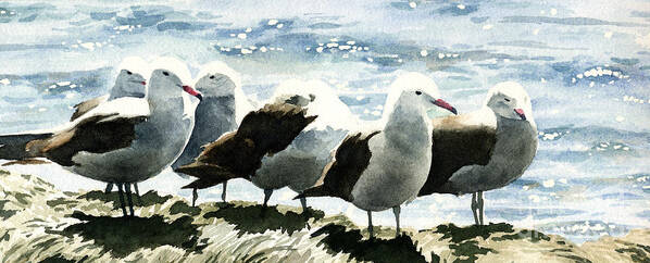 Seagulls Art Print featuring the painting Seagulls by David Rogers
