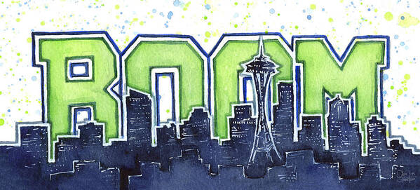 Seattle Art Print featuring the painting Seattle 12th Man Legion of Boom Painting by Olga Shvartsur