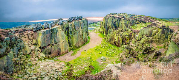 Airedale Art Print featuring the photograph Sunrise by Cow and Calf Rocks in Ilkley by Mariusz Talarek