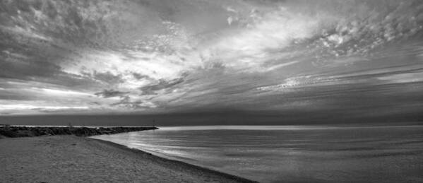 Lake Superior Art Print featuring the photograph Symphony in the Sky black and white by Leda Robertson