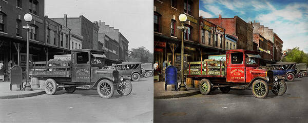 Ford Art Print featuring the photograph Truck - Home dressed poultry 1926 - Side by Side by Mike Savad