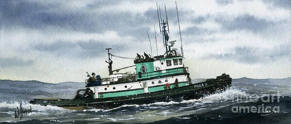 Tugboat Art Print featuring the painting Tugboat PAULA S by James Williamson