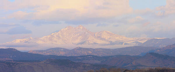 Longspeak Art Print featuring the photograph Twin Peaks Meeker and Longs Peak Panorama Color Image by James BO Insogna