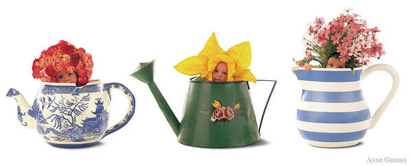Watering Can Art Print featuring the photograph Watering Cans by Anne Geddes