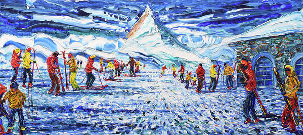 Zermatt Art Print featuring the painting Zermatt and the Matterhorn by Pete Caswell