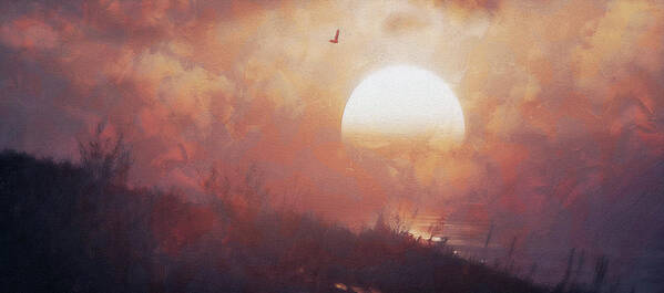 Spring Art Print featuring the painting Dreaming of Sunset by AM FineArtPrints