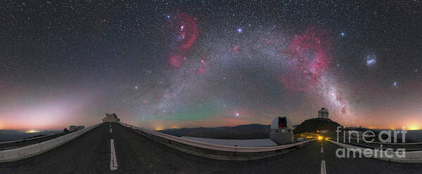 Space Art Print featuring the photograph La Silla Observatory At Night #2 by Eso/petr Horalek/science Photo Library